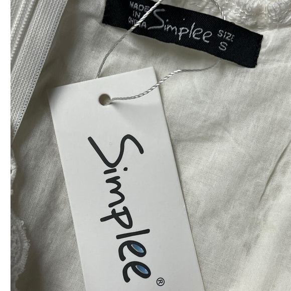 Simplee Dress White Lace Sleeveless Ruffled Floral Feminine Romantic Chic Size S - Picture 8 of 12